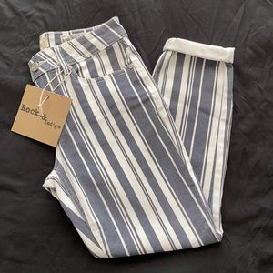 Rocks and Indigo White and Blue Striped Skinny Jeans